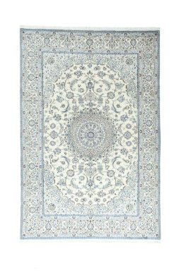Full view of New Nain rug from Iran / Persia, 302 × 200 cm in Beige tones