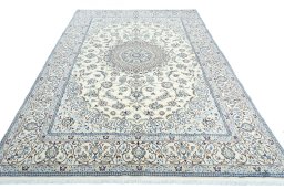 Surface texture of New Nain rug with natural Wool and intricate pattern