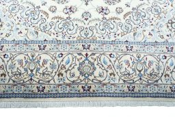 Full view of New Nain rug from Iran / Persia, 302 × 200 cm in Beige tones