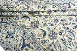 Close-up detail of 2000s Nain rug from Iran / Persia showing Wool weave