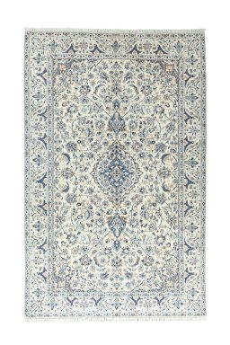 Full view of 2000s Nain rug from Iran / Persia, 317 × 204 cm in Beige tones