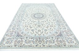 Surface texture of New Nain rug with natural Wool and intricate pattern