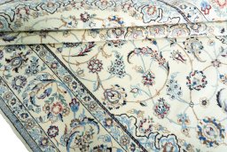 Close-up detail of 2000s Nain rug from Iran / Persia showing Wool weave