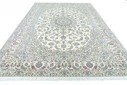 Surface texture of New Nain rug with natural Wool and intricate pattern