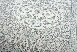 Close-up detail of New Nain rug from Iran / Persia showing Wool weave