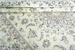 Close-up detail of New Nain rug from Iran / Persia showing Wool weave