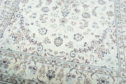 Close-up detail of New Nain rug from Iran / Persia showing Wool weave