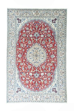 Full view of 2000s Nain rug from Iran / Persia, 321 × 205 cm in Red tones