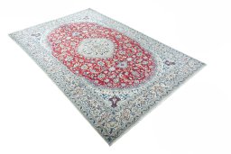 Close-up detail of 2000s Nain rug from Iran / Persia showing Wool weave