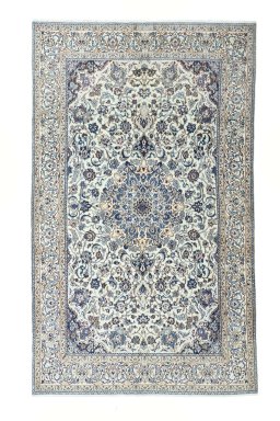 Full view of 2000s Nain rug from Iran / Persia, 334 × 201 cm in Beige tones
