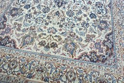 Close-up detail of 2000s Nain rug from Iran / Persia showing Wool weave