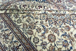 Close-up detail of 2000s Nain rug from Iran / Persia showing Wool weave