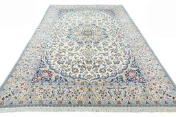Surface texture of New Nain rug with natural Wool and intricate pattern