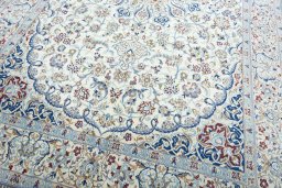 Close-up detail of New Nain rug from Iran / Persia showing Wool weave