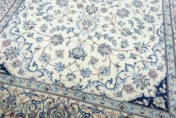 Close-up detail of New Nain rug from Iran / Persia showing Wool weave