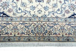 Full view of New Nain rug from Iran / Persia, 305 × 200 cm in Beige tones