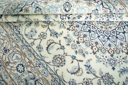 Close-up detail of New Nain rug from Iran / Persia showing Wool weave