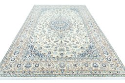 Surface texture of New Nain rug with natural Wool and intricate pattern