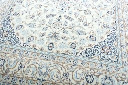 Close-up detail of New Nain rug from Iran / Persia showing Wool weave