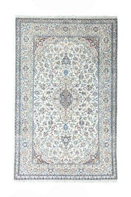 Full view of 2000s Nain rug from Iran / Persia, 302 × 192 cm in Beige tones