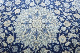 Central medallion detail of 2000s Nain rug from Iran / Persia