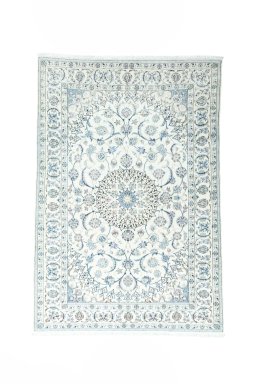 Full view of 2000s Nain rug from Iran / Persia, 286 × 196 cm in Beige tones