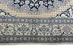 Full view of 2000s Nain rug from Iran / Persia, 397 × 287 cm in Blue tones