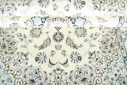 Close-up detail of New Nain rug from Iran / Persia showing Wool weave