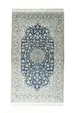 Full view of 1970s Nain rug from Iran / Persia, 204 × 120 cm in Brown tones