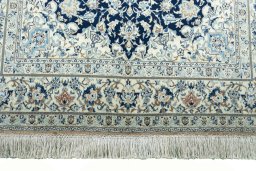 Full view of 1970s Nain rug from Iran / Persia, 204 × 120 cm in Brown tones