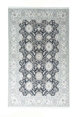 Full view of New Nain rug from Iran / Persia, 330 × 204 cm in Blue tones