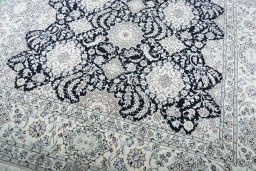 Close-up detail of New Nain rug from Iran / Persia showing Cork weave