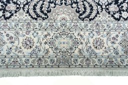 Full view of New Nain rug from Iran / Persia, 330 × 204 cm in Blue tones