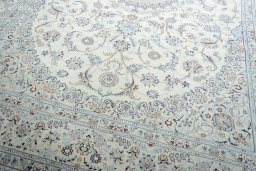 Close-up detail of New Nain rug from Iran / Persia showing Wool weave