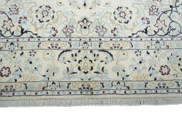 Full view of New Nain rug from Iran / Persia, 295 × 200 cm in Beige tones