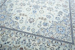 Close-up detail of 2000s Nain rug from Iran / Persia showing Wool weave
