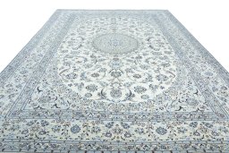 Surface texture of New Nain rug with natural Wool and intricate pattern