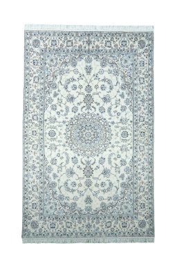 Full view of New Nain rug from Iran / Persia, 230 × 142 cm in Beige tones