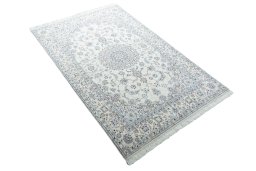 Close-up detail of New Nain rug from Iran / Persia showing Cork weave