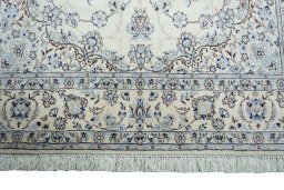 Full view of New Nain rug from Iran / Persia, 230 × 142 cm in Beige tones