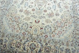 Close-up detail of New Nain rug from Iran / Persia showing Cork weave