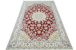 Surface texture of New Nain rug with natural Wool and intricate pattern