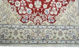 Full view of New Nain rug from Iran / Persia, 213 × 128 cm in Red tones