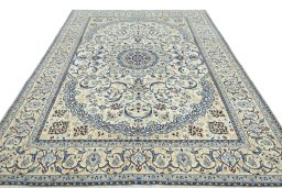 Surface texture of New Nain rug with natural Wool and intricate pattern