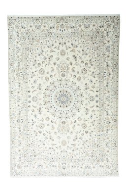 Full view of New Nain rug from Iran / Persia, 354 × 244 cm in Beige tones