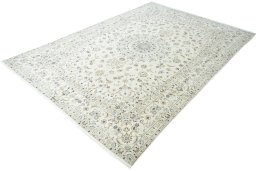 Corner detail of New Nain rug showing border pattern and Wool pile
