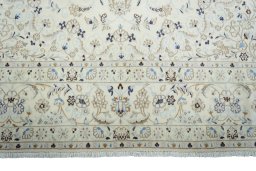 Full view of New Nain rug from Iran / Persia, 354 × 244 cm in Beige tones
