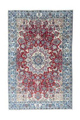 Full view of 2000s Nain rug from Iran / Persia, 185 × 118 cm in Red tones