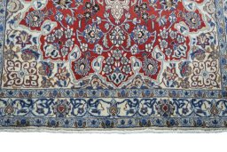 Close-up detail of 2000s Nain rug from Iran / Persia showing Wool weave