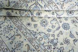 Close-up detail of New Nain rug from Iran / Persia showing Wool weave